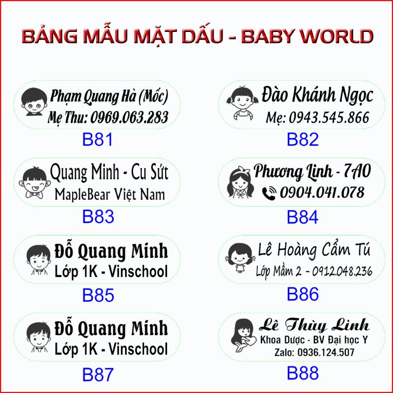 Con dấu B-08 In tên lên quần áo, đồ dùng cá nhân. Mực in trên mọi chất liệu không phai trong nước.