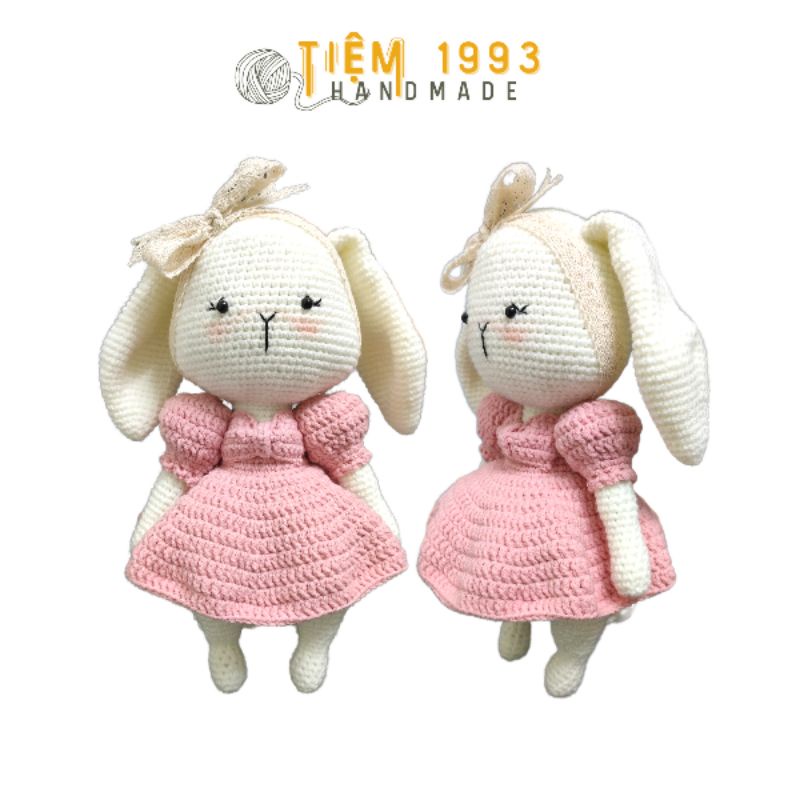 Quà tặng - Búp bê thỏ móc bằng len Rabbit Crochet 28cm