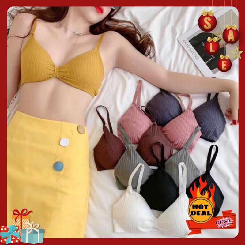 ÁO BRA COTTON NƠ ĐIỆU SANG CHẢNH ĐỆM DÀY KHÔNG GỌNG | BigBuy360 - bigbuy360.vn