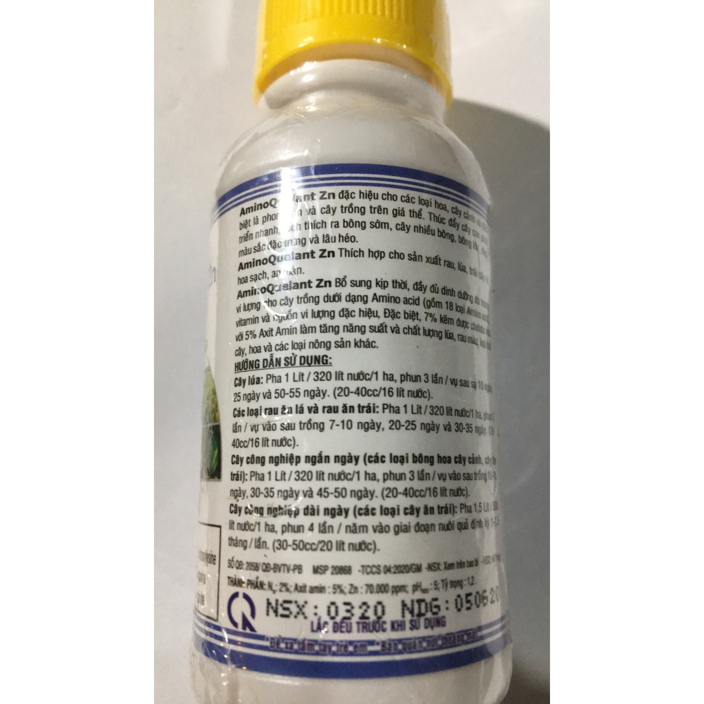 Phân bón lá AMINO QUELANT KẼM + A XÍT AMIN lọ 100ml