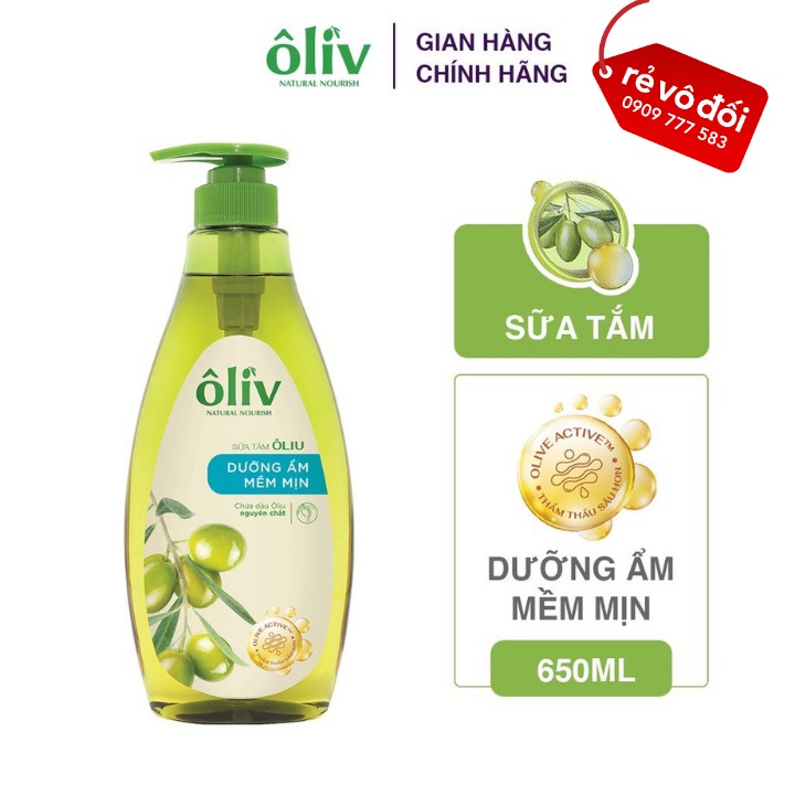 [ Mẫu mới ] Một chai sữa tắm dưỡng ẩm Oliv mềm mịn hoặc sáng da 650ml - Hàng công ty