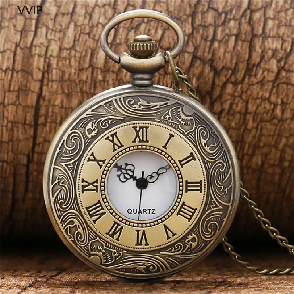 Vòng cổ mặt đồng hồ bỏ túi hình số la mã thời trang cho nam và nữ