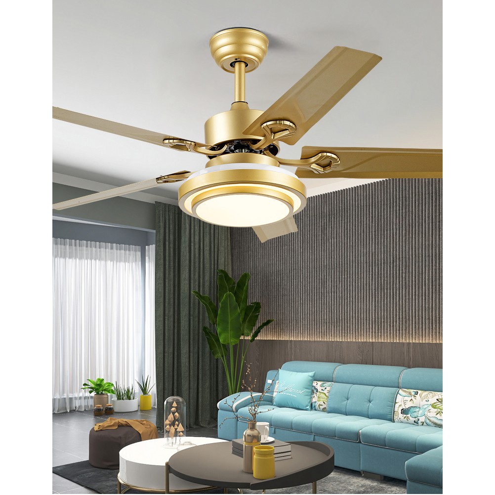 Đèn Quạt trần Đèn LED trang trí Hiện Đại màu vàng Sâm Banh - Quạt Đèn LED trang trí phòng Khách, Phòng ngủ SLY668 52ich