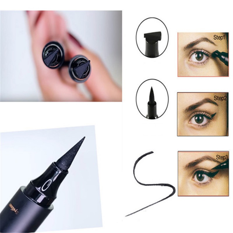 1x Stamp Eyeliner Double Head Stamps Makeup Black Quick Dry Liquid Eyeliner Pencil