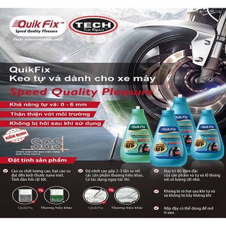 KEO TỰ VÁ SĂM_LỐP 250ml QUIKFIX_TECH USA( XE MÁY VÀ XE ĐẠP ĐIỆN)