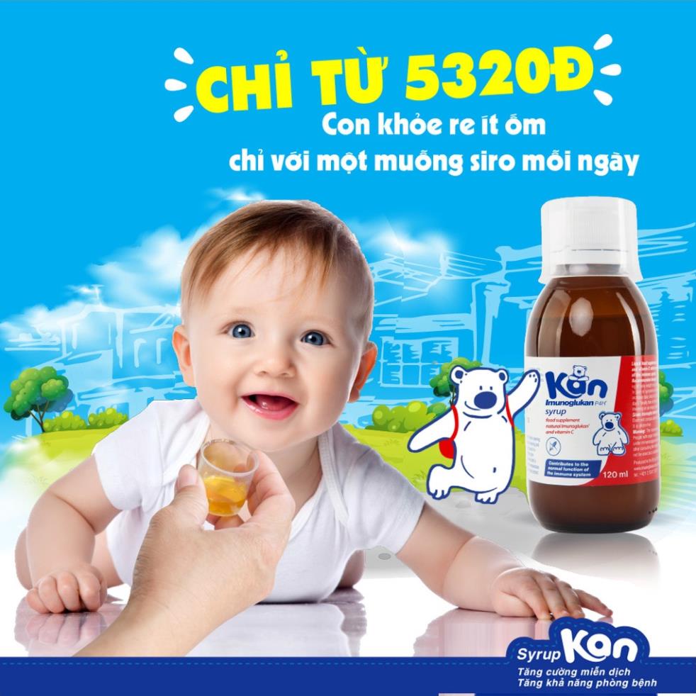 Siro Kan tăng cường miễn dịch tự nhiên cho bé.Imunoglukan P4H chai 120ml