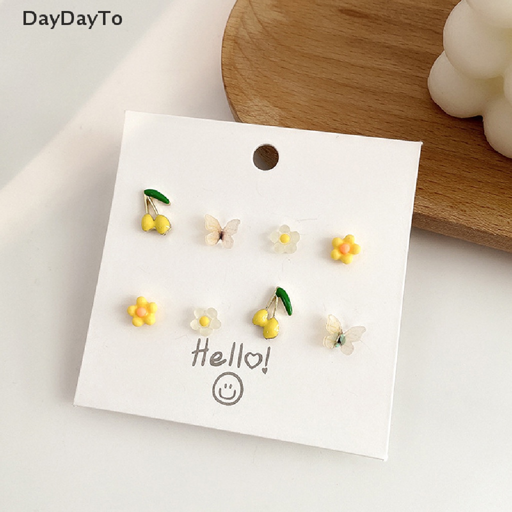 Bộ 8 Khuyên Tai Hình Học / Hoa / Bướm Kiểu Cách Dễ Thương Cho Nữ
