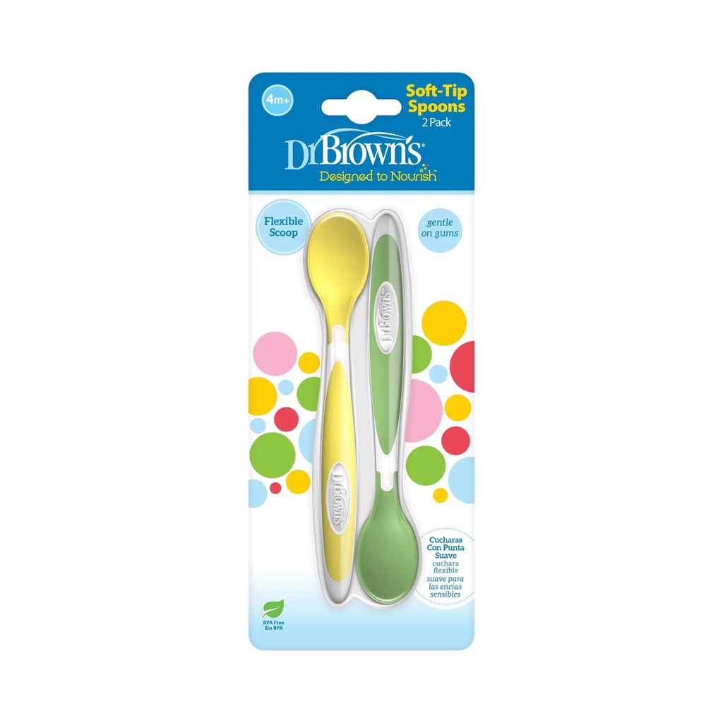 Bộ thìa ăn dặm Dr. Brown's nhựa mềm cao cấp