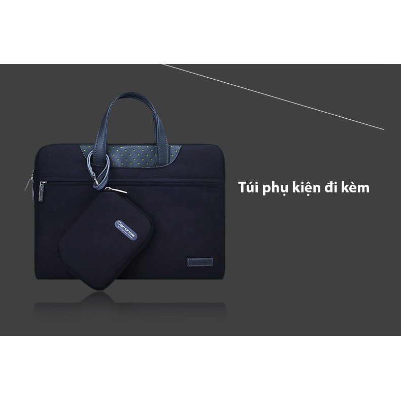 Combo Túi xách + túi đựng sạc cho Macbook - Laptop Cartinoe Lamando Series màu đen