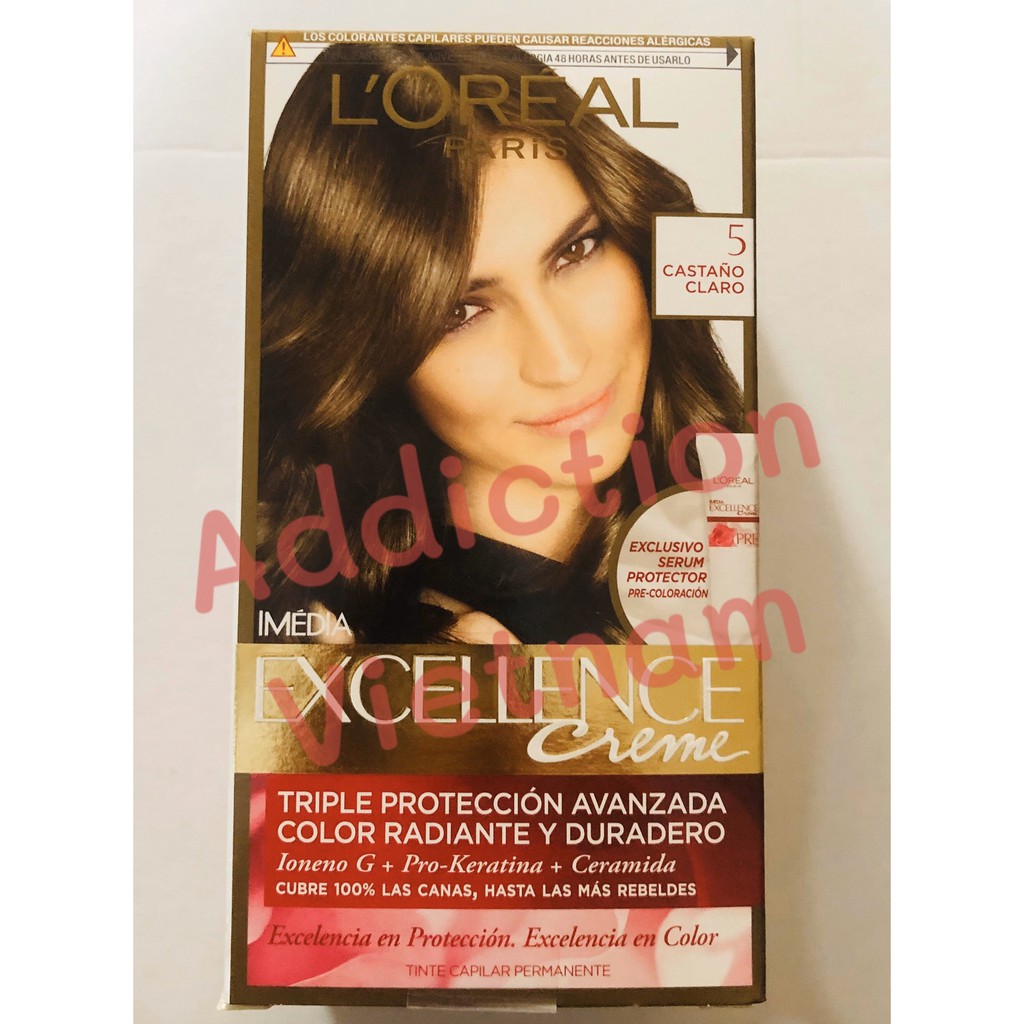 Thuốc nhuộm tóc L’Oreal Excellence Cream 5 Natural Light Brown (Nâu Hạt Dẻ)