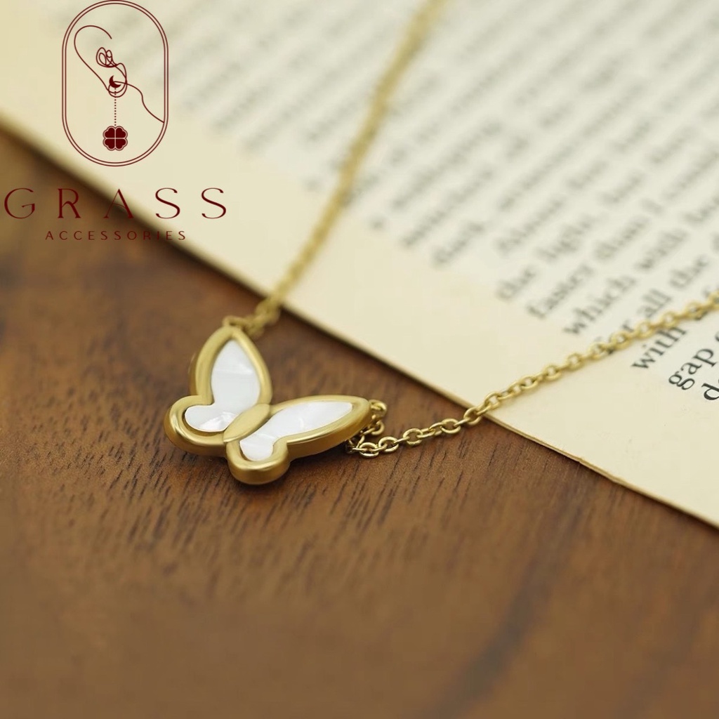 Dây chuyền, vòng cổ nữ mặt cánh bướm mạ vàng 18k, phong cách nhẹ nhàng nữ tính SP024 GRASS. ACCESSORIES