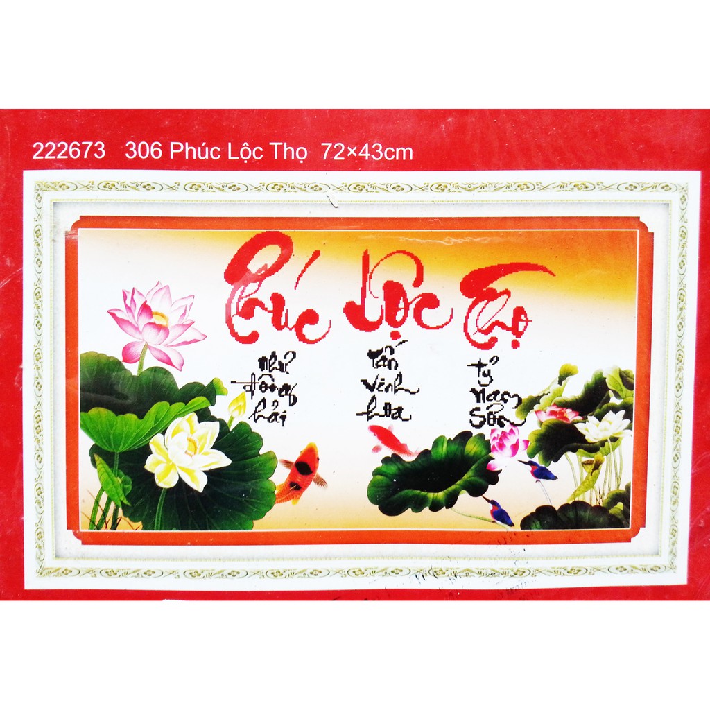 Tranh thêu chữ thập phúc lộc thọ 222673
