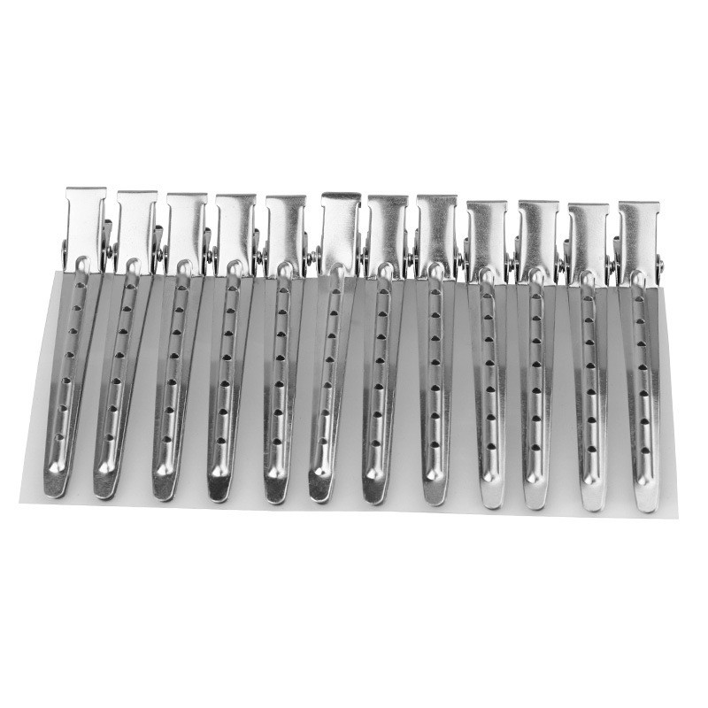 Kẹp vịt inox chuyên nghiệp vỉ 12 chiếc cho thợ tóc