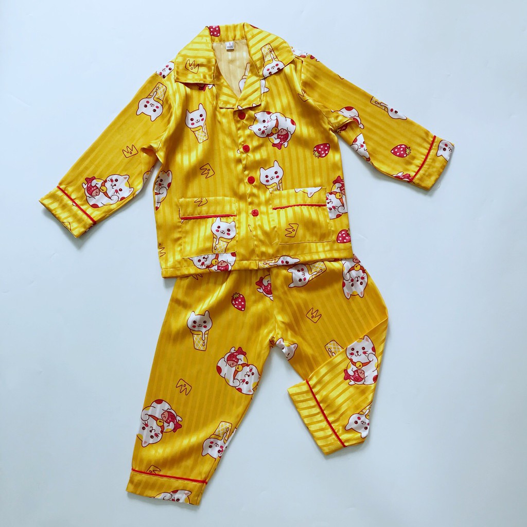 Đồ bộ Pijama dài cho bé trai bé gái vải Gấm mềm mịn đẹp thoáng mát size 10-45kg