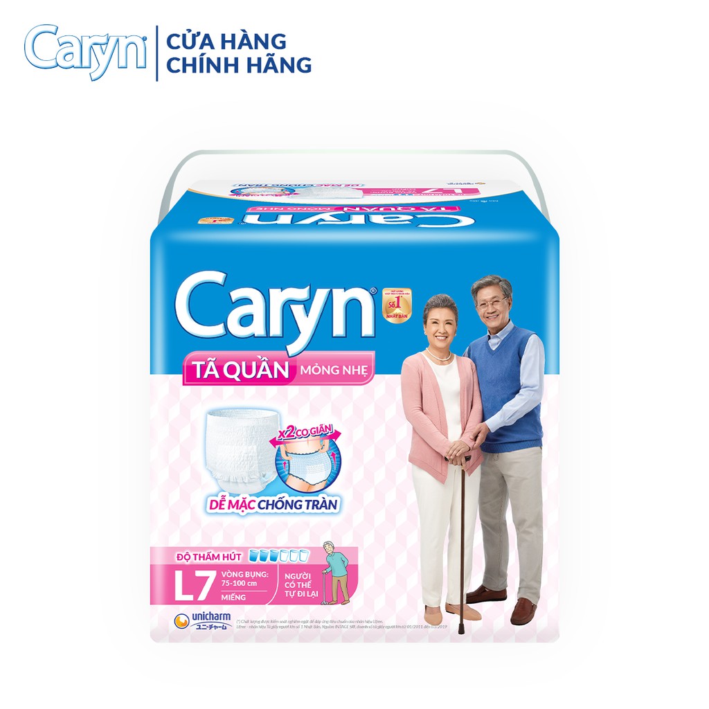 Tã Quần Người Lớn Caryn Mỏng Nhẹ Chống Tràn Size L7 Miếng Dành Cho Người Già Có Thể Tự Đi Lại Được