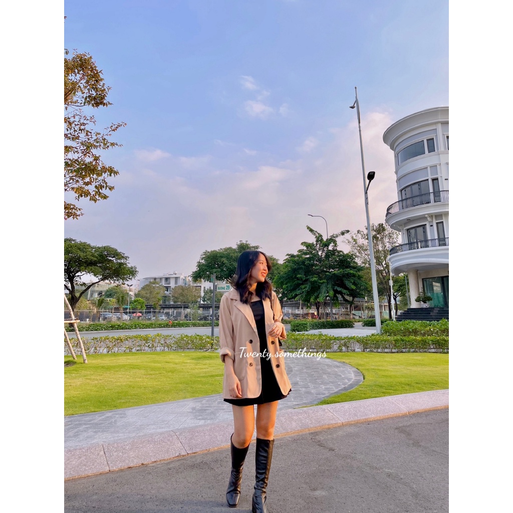 ÁO BLAZER NÂU ẤM 1 LỚP STYLE ULZZANG HÀN QUỐC (ảnh thật/sẵn/có video)