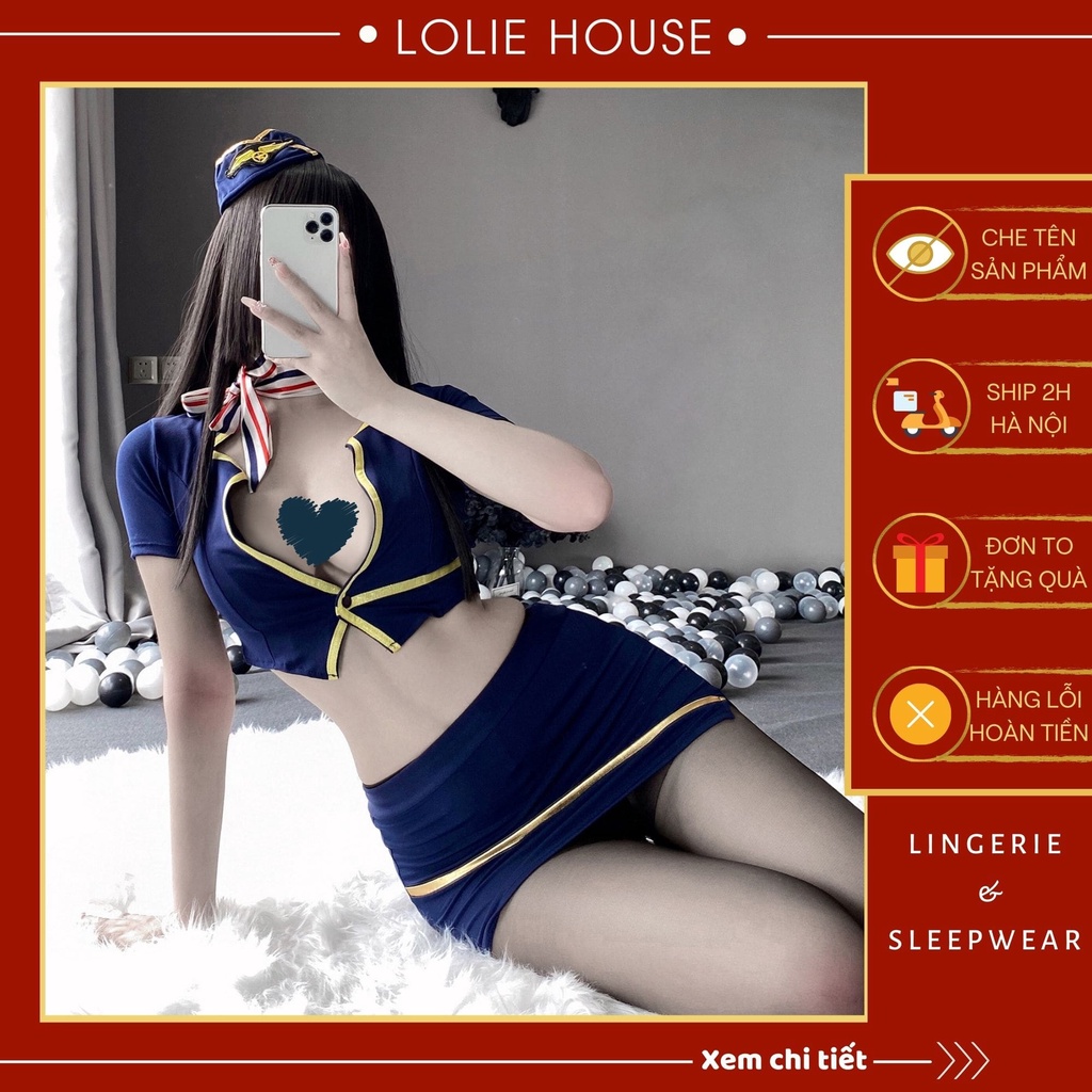 Bộ ngủ cosplay tiếp viên hàng không sexy, đồ ngủ sexy cosplay tiếp viên LOLIE HOUSE - CP52