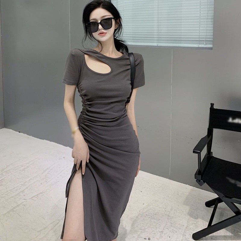 Đầm Ôm Dáng Xẻ Tà Phối Dây Rút Thời Trang Dành Cho Nữ