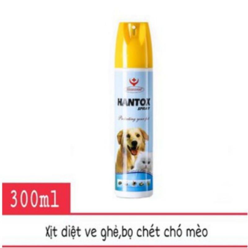 Sản Phẩm Trị Ve chó Mèo | Chai bình xịt diệt côn trùng ruồi muỗi kiến gián rận bọ chét HANTOX 300 ml