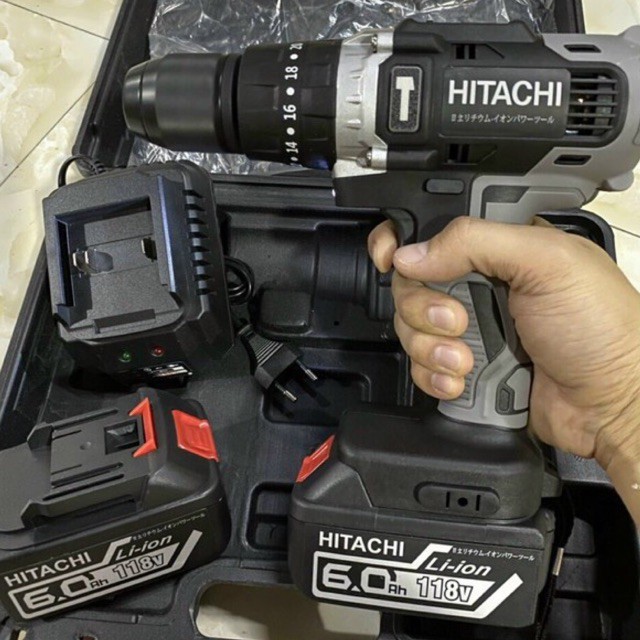 Máy khoan pin Hitachi 118V 💪 Mô tơ 775 💪- 3 Chức năng KÈM 3 MŨI [CAM KẾT CHÍNH HÃNG]