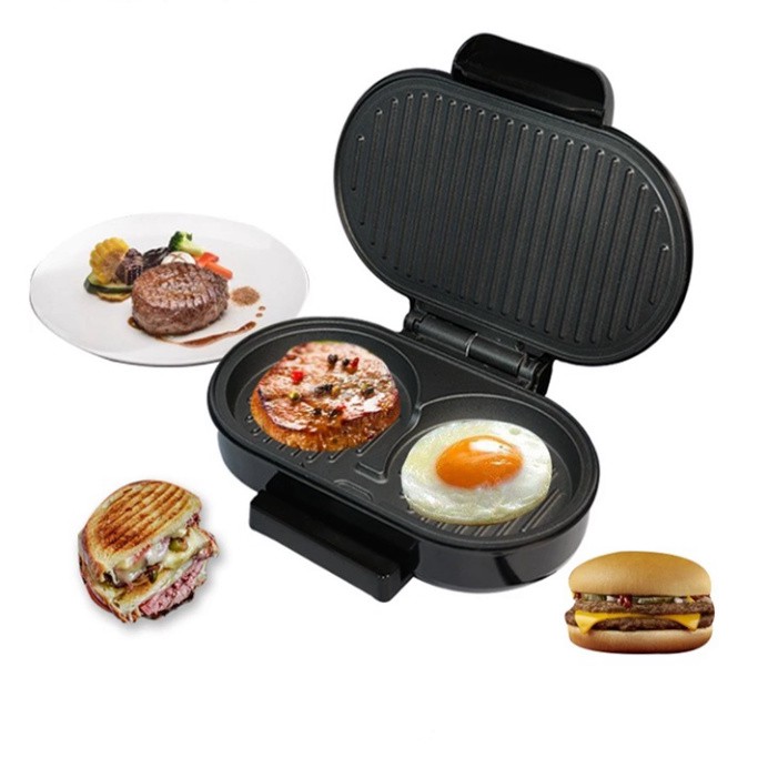 Máy Làm Bít Tết Mini Gia Dụng 750W Máy Làm Bánh Sandwich, Trứng Chiên, Hamburger
