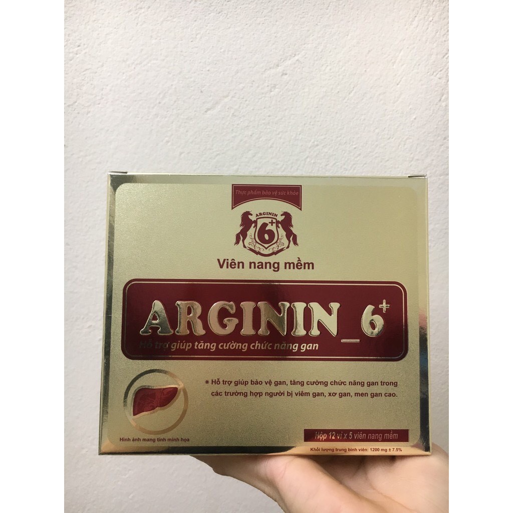 Arginin 6+ bồi bổ cơ thể, tăng cường chức năng gan - Hộp 12 vỉ x 5 viên