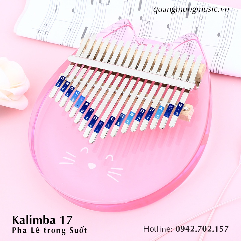 Đàn piano Trong Suốt Pha Lê Kalimba 17 phím chất lượng cao kiểu dáng dễ thương