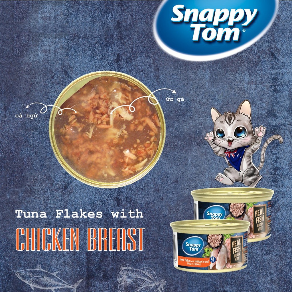 Thức ăn mèo - Pate Snappy Tom lon 85g - Hàng Thái Lan