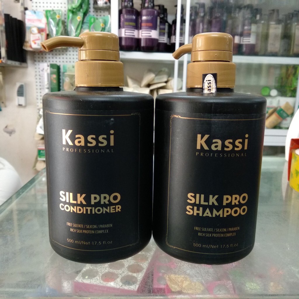 Dầu gội xả phục hồi tóc hư tổn Kassi Silk Pro 500mlx2