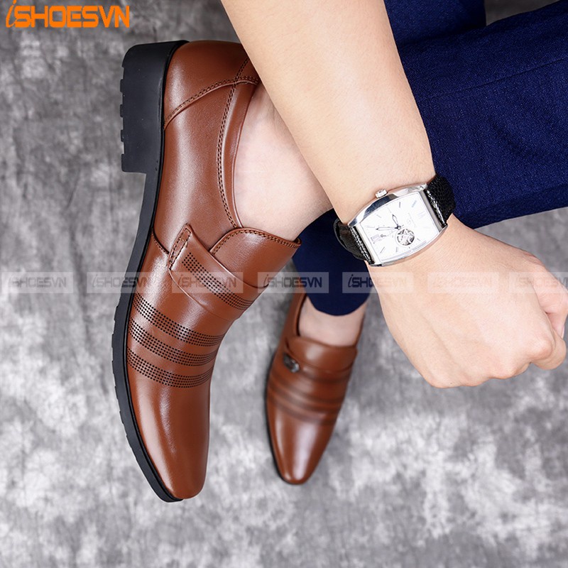 Giày da nam công sở ISHOESVN IS108 - Giày da bò thật