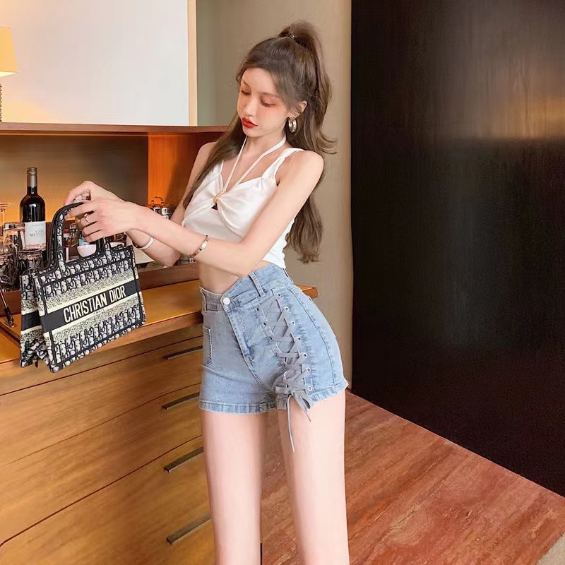 Quần Short Denim Lưng Cao Dáng Ôm Gợi Cảm Thời Trang Mùa Hè Hàn Quốc Cho Nữ