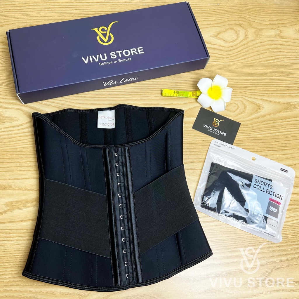 Đai nịt bụng Vita Latex Sline 13 xương che mỡ lưng, giảm mỡ bụng. Tặng kèm lót liner và thước dây