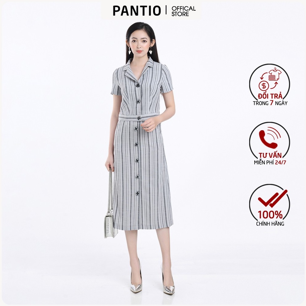 Chân váy dài vải linen kẻ độc đáo BJD52278 - PANTIO