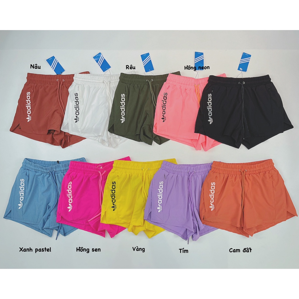 Quần Boxer 2 Lớp Thể Thao Nữ In Chữ, Có Túi Kéo 2 Bên, Chất Xi Dù
