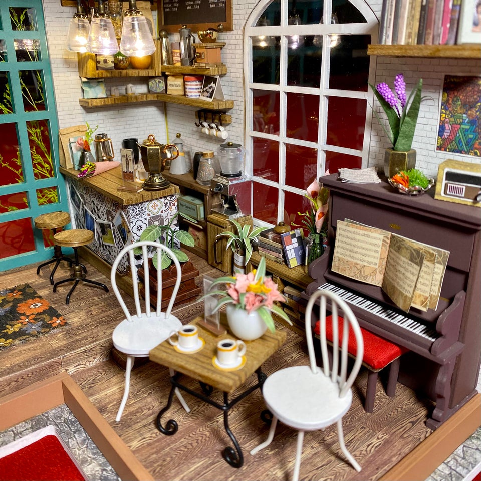 Mô Hình Gỗ 3D Lắp Ráp ROBOTIME DIY Dollhouse Nhà Tí Hon Simon's Coffee DG109