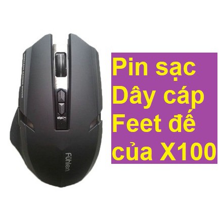 Pin, Feet, Dây cáp sạc Chuột Fuhlen X100 không dây