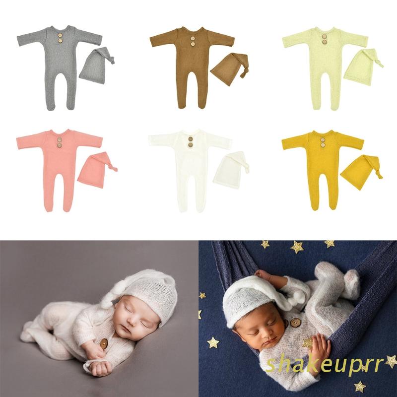 Set 2 Đồ Len Liền Thân Và Nón Cho Bé Sơ Sinh Chụp Ảnh | BigBuy360 - bigbuy360.vn