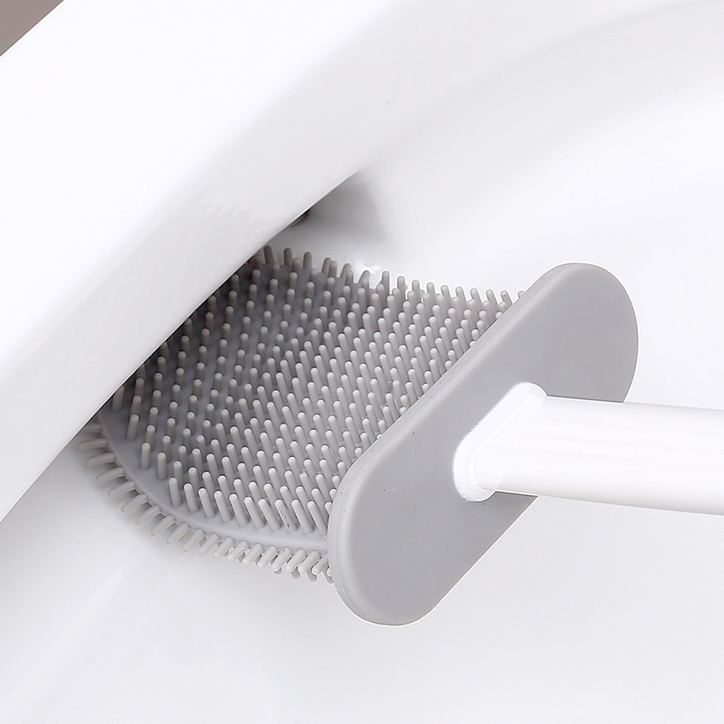 Bàn Chải Vệ Sinh Toilet Đầu Phẳng Mềm Mại Nhanh Khô Kèm Giá Đỡ Bằng Silicon Tiện Dụng