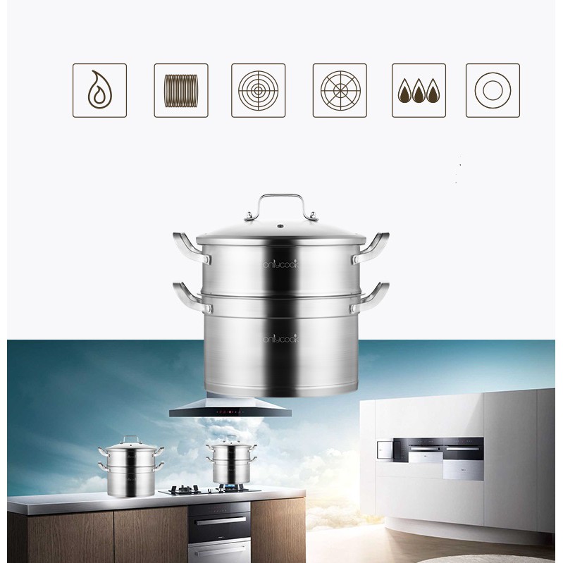 Bộ nồi hấp inox 304 - Onlycook - 30.5x24.9cm