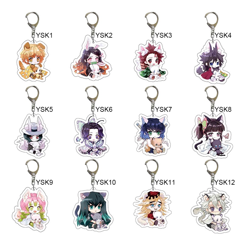 Móc Khóa Nhựa Acrylic Họa Tiết Hoạt Hình Demon Slayer Kimetsu No Yaiba Tanjiro Kamado Dễ Thương