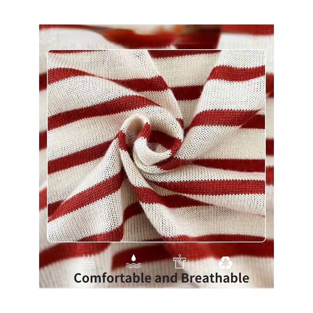 Áo Thun Dệt Kim Ngắn Tay Dáng Rộng Họa Tiết Kẻ Sọc Thời Trang Mùa Hè Mới Cho Nữ