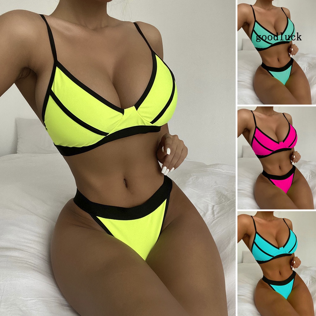 Bộ Bikini 2 Mảnh Có Đệm Màu Sắc Tương Phản Gợi Cảm Cho Nữ