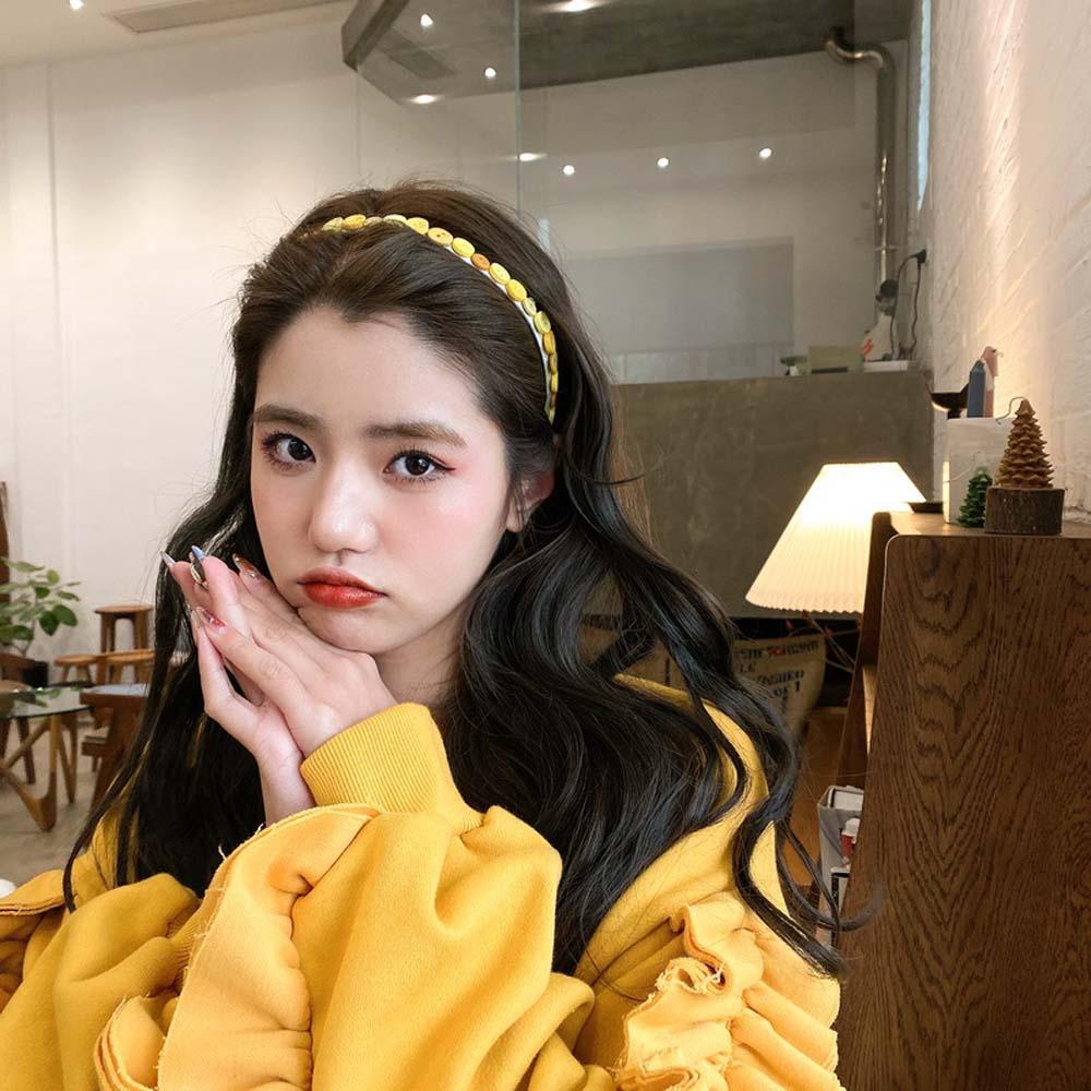 Băng Đô Cài Tóc Đính Nút Lấp Lánh Thời Trang Hàn Quốc Cho Nữ