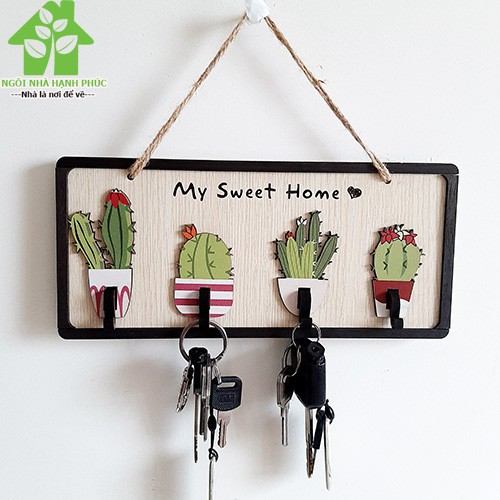 Bảng gỗ decor trang trí nhà cửa, Mẫu BM_150 có móc treo chìa khóa