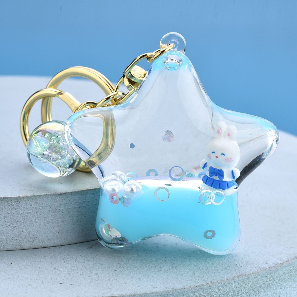 Móc Khóa Acrylic Nổi Hình Thỏ Năm Cánh Ngôi Sao Cốc Trà Sữa Tươi Mới Làm Quà Tặng Cho Học Sinh / Xe Hơi