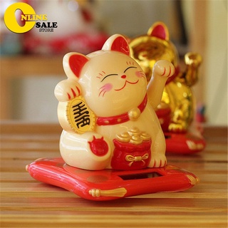 Mèo may mắn thần tài tự vẫy tay dùng pin năng lượng trang trí để bàn làm việc, xe ô tô, quà tặng ý nghĩa (Màu Vàng)