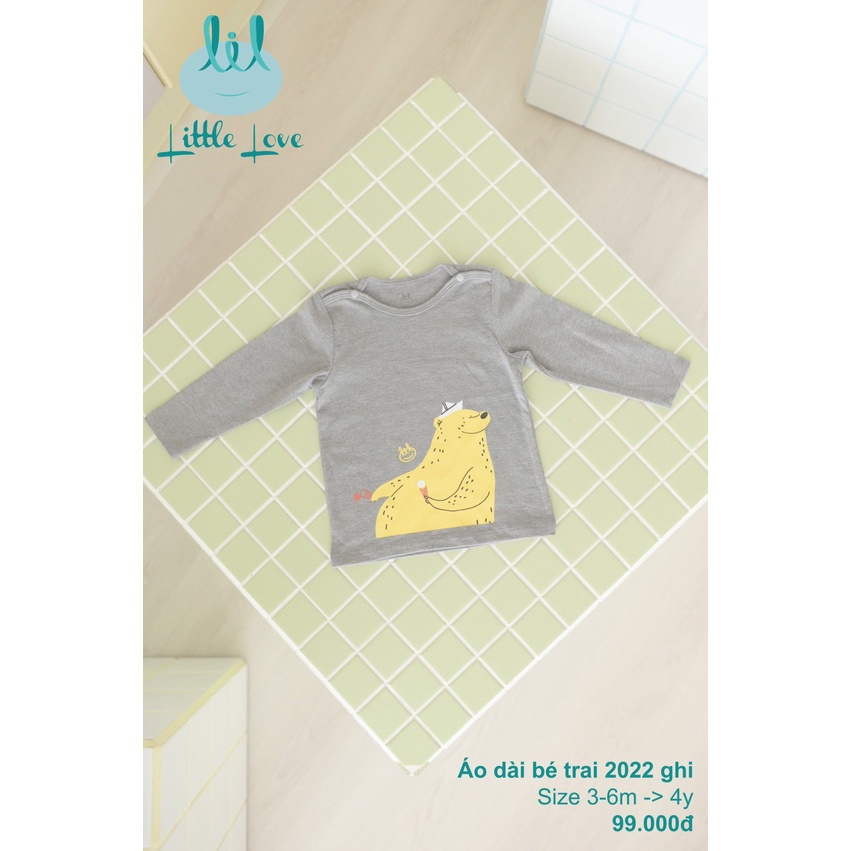 [CHÍNH HÃNG] Áo phông dài tay cài vai họa tiết trẻ em Little Love