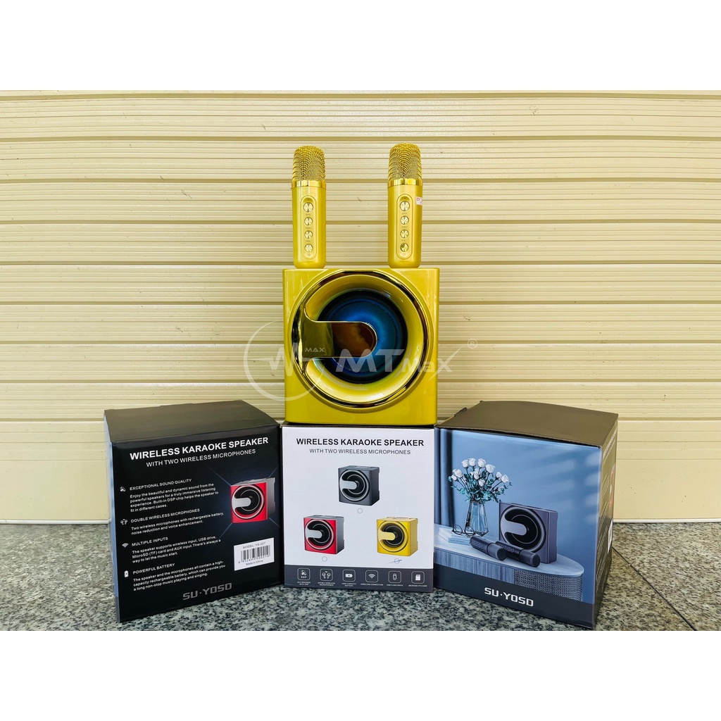 Loa bluetooth karaoke Su-Yosd YS-207 - Tặng kèm 2 micro không dây - Hiệu ứng đổi giọng, điều chỉnh echo, reverb, effect