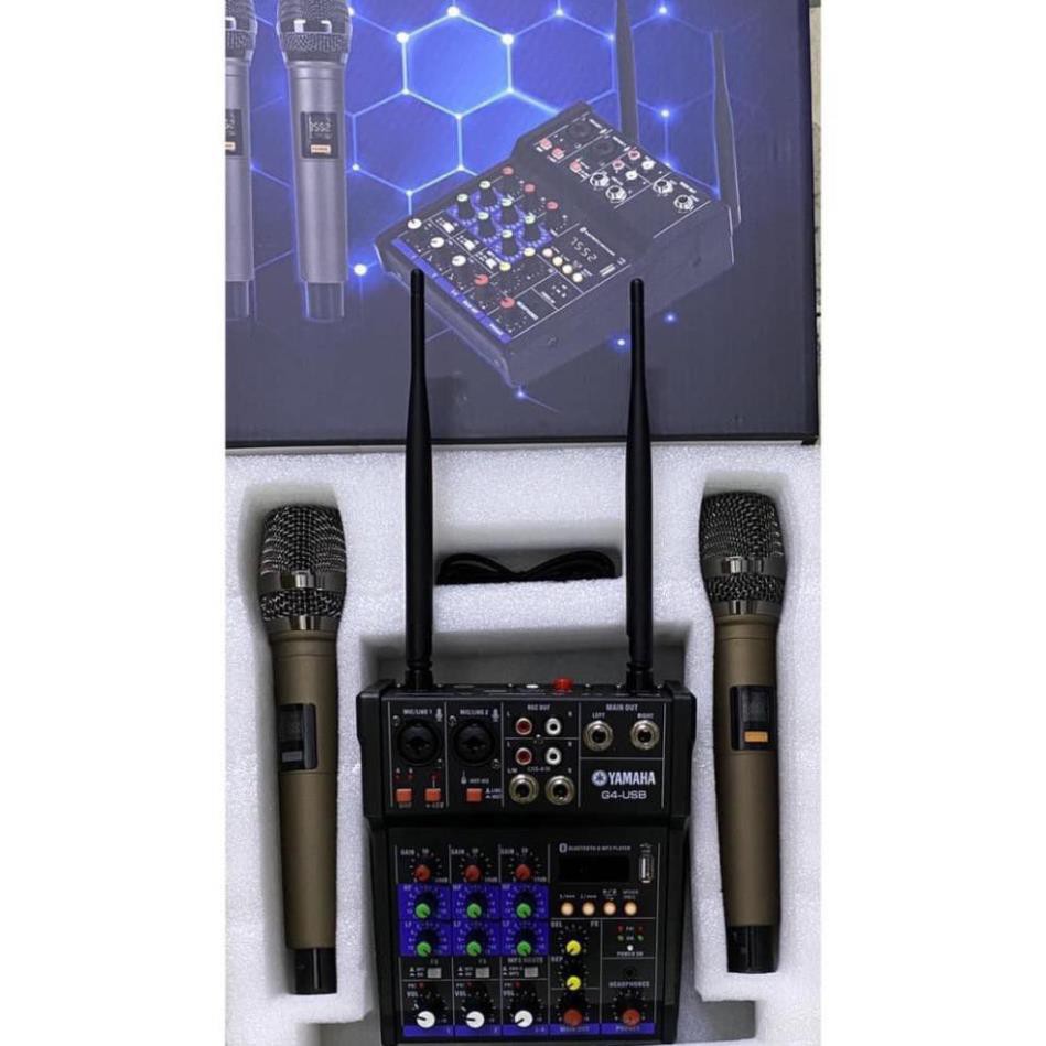 Bộ mixer Yamaha G4 USB chuyên karaoke, livestream, thu âm cao cấp - tặng kèm 2 micro không dây