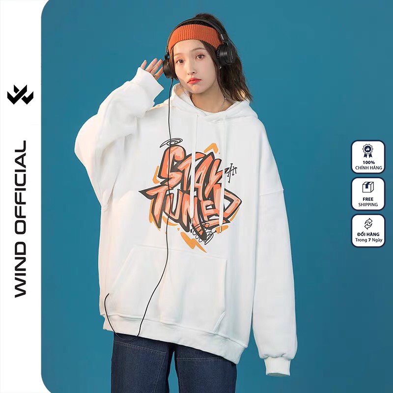 Áo hoodie form rộng WIND unisex nỉ bông STAY HD11 thời trang nam nữ oversize ulzzang